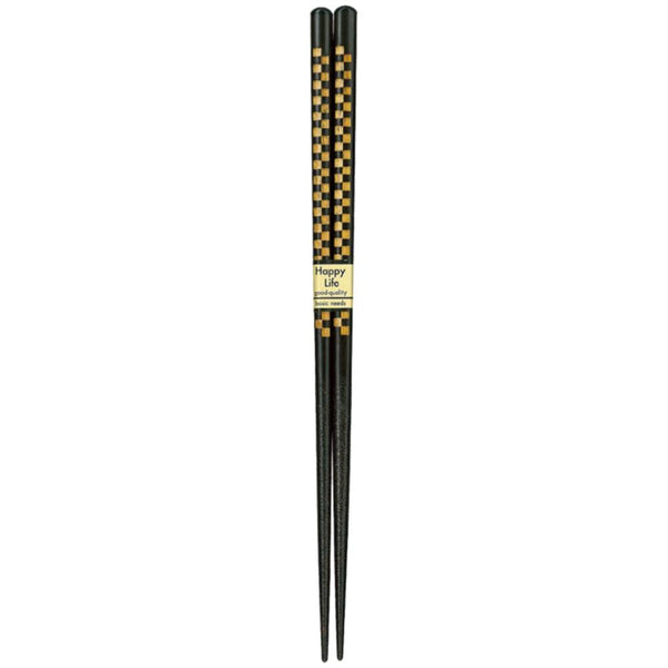 Aoba Dishwasher Safe Wooden Chopsticks Checkered Black & Gold 23cm