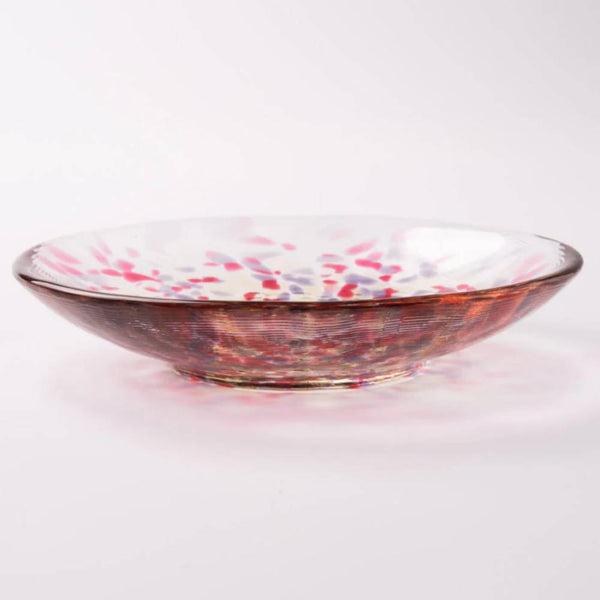 Aderia Handmade Small Glass Plate Pink Blossoms Design 100mm