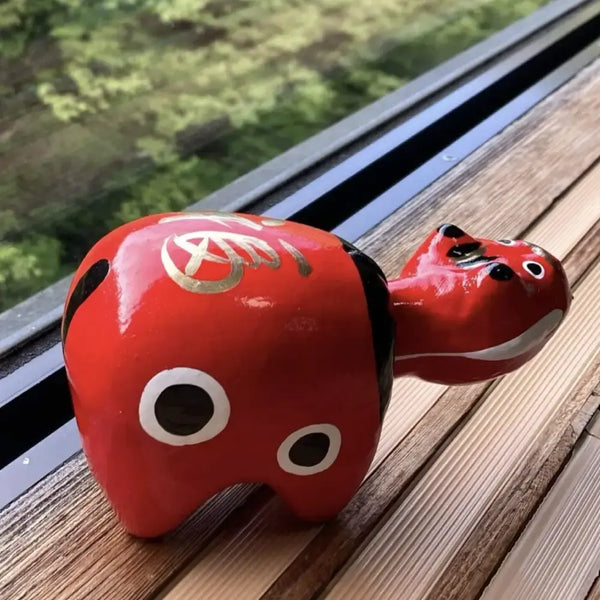 Akabeko Red Lucky Cow Figurine Handcrafted Japanese Home Decor Small