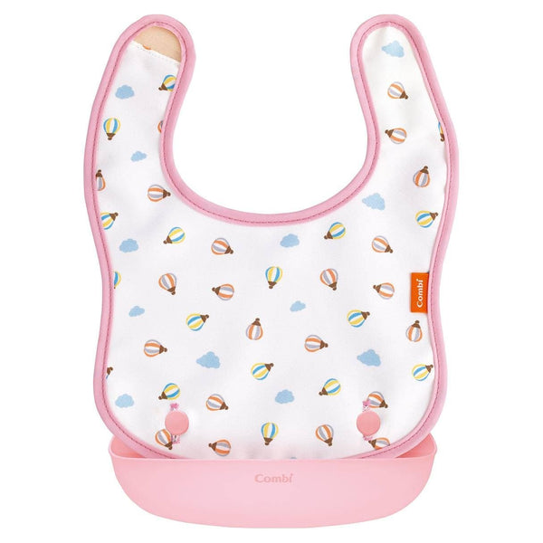 Combi Japan Easy to Clean Baby Bib With Pocket Cute Hot Air Balloon Design