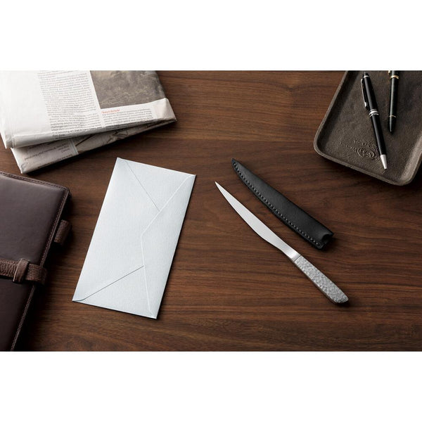 Enjuku Hammered Steel Letter Opener With Leather Sheath In Gift Box