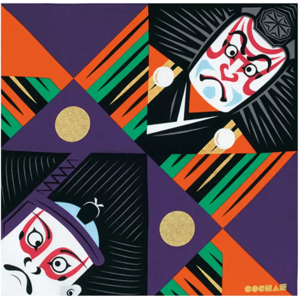 Furoshiki Kabuki Theater Design Colorful Cotton Wrapping Cloth 48cm