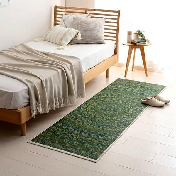 Ikehiko Igusa Rush Grass Tatami Yoga Mat Green Mandala Pattern 185cm