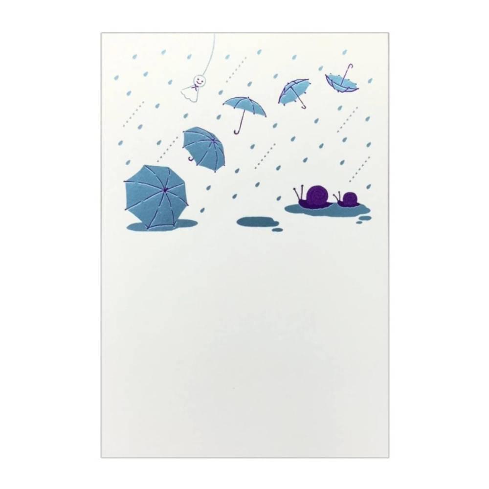 June Seasonal Foil Stamped Postcard Rainy Day Design