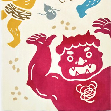 Kenema Tenugui Setsubun Demon Japanese Traditional Hand Dyed Cloth