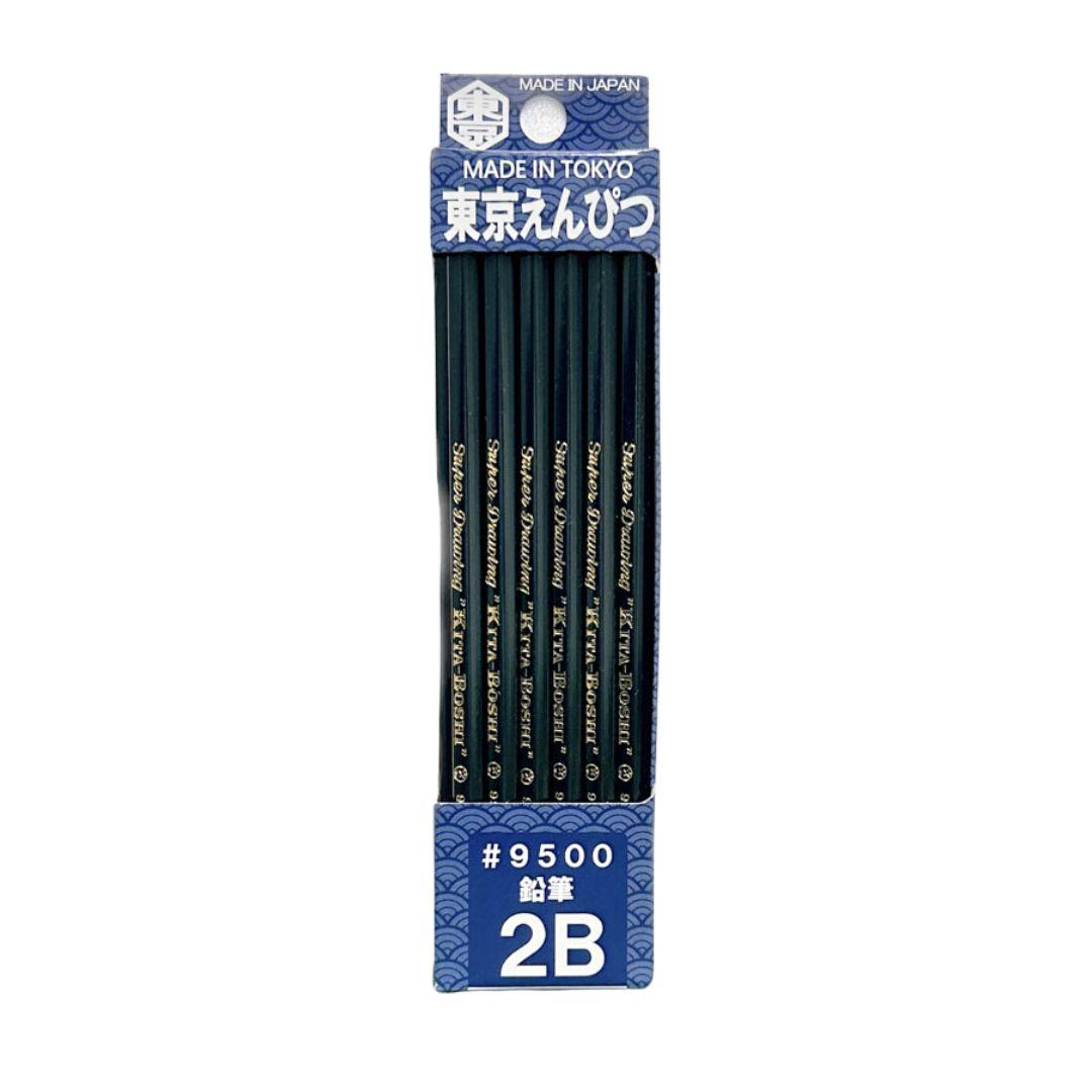Kitaboshi Tokyo Pencil 2B 9500 For Drawing & Dark Shading 12 pieces