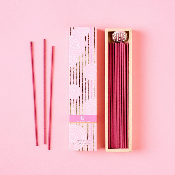Kousaido Sakura Cherry Blossom Incense Sticks & Holder 40 ct.