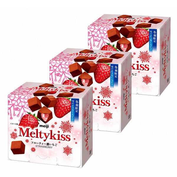 Meltykiss Strawberry Soft Melting Choco Strawberry Cubes 53g (Pack of 3)