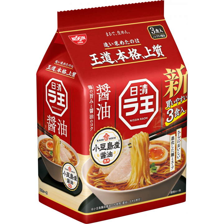 Nissin Raoh Shoyu Soy Sauce Ramen Non Fried Noodles 3 Servings