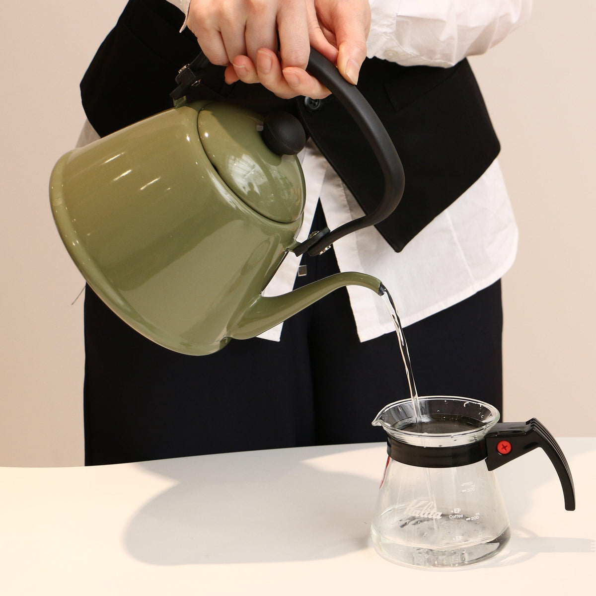 Noda Horo Drip Kettle II Japanese Enamel Gooseneck Kettle Olive DK