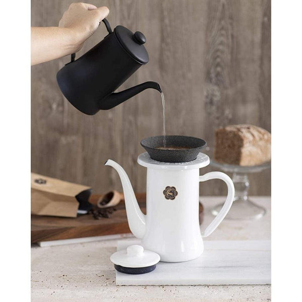 Tsuki Usagi Enamel Drip Coffee Slim Pot Black 1.2L