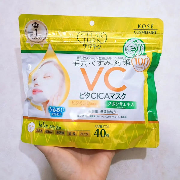 Kosé Clear Turn Vitamin C & Cica Hydrating Facial Sheet Mask 40 ct.