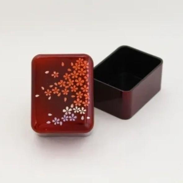 Red Lacquered Small Accessory Case Cherry Blossom Design