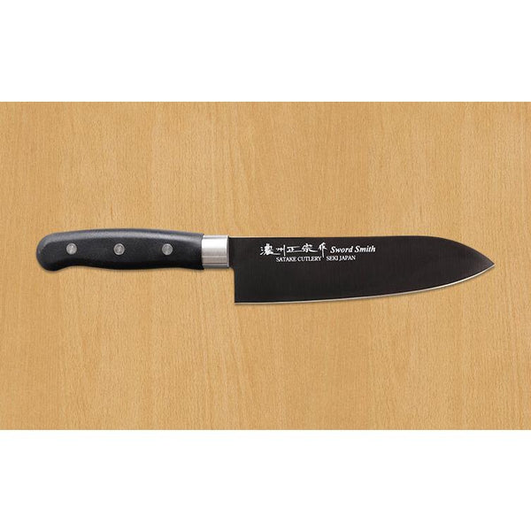 Satake Titanium Coated 3-Piece Japanese Knife Set Black Kitchen Knives