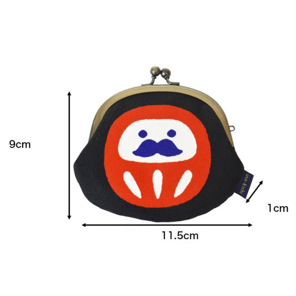 Shirakawa Cute Black Cotton Small Purse Daruma Design