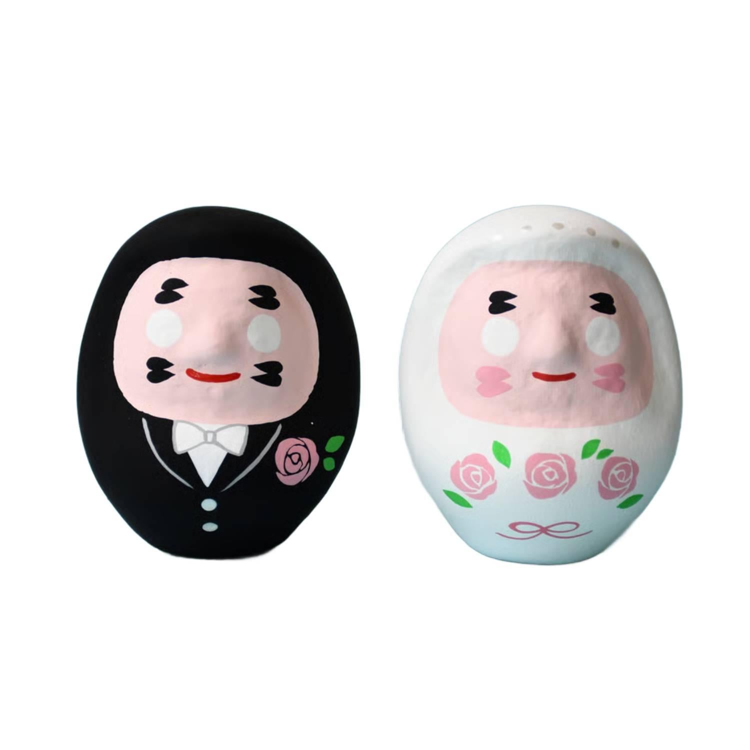 Shirakawa Daruma Bride and Groom Pair Daruma Doll Set 8.5cm