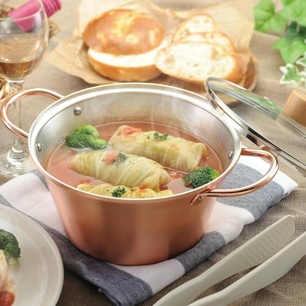 Tanabe High Conductivity Copper Stew Pot With Handle & Lid 15cm