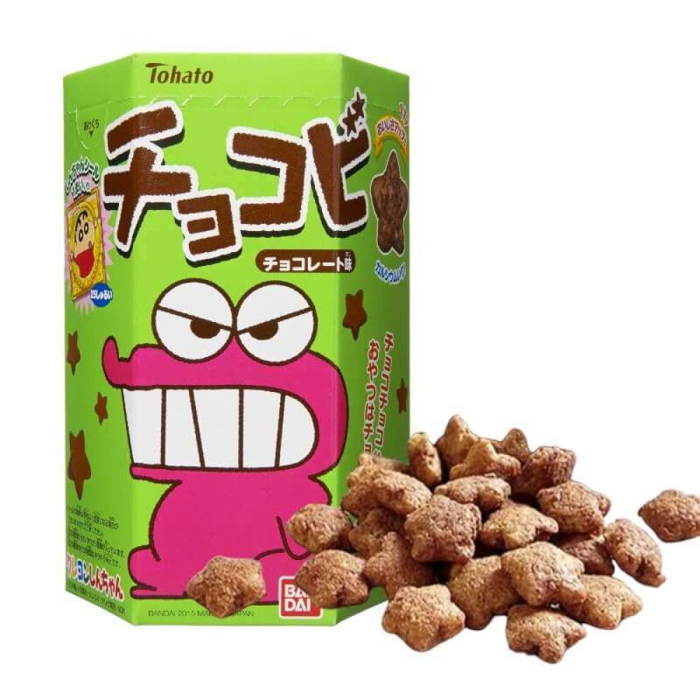 Tohato Chocobi Star Shaped Chocolate Corn Puff Snack + Shin-Chan Sticker 25g (Pack of 3)