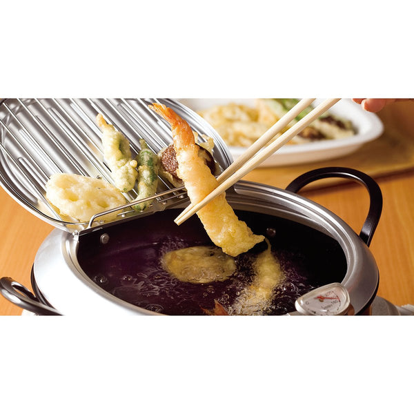 Wahei Induction Iron Deep Fryer Pot With Lid And Oil Drain Rack 20cm