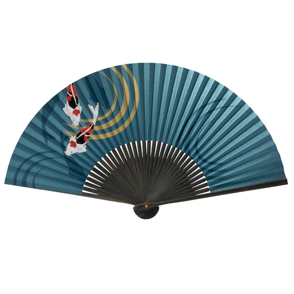 Yamani Koi Fish Carp Design Japanese Sensu Folding Fan 21.5cm