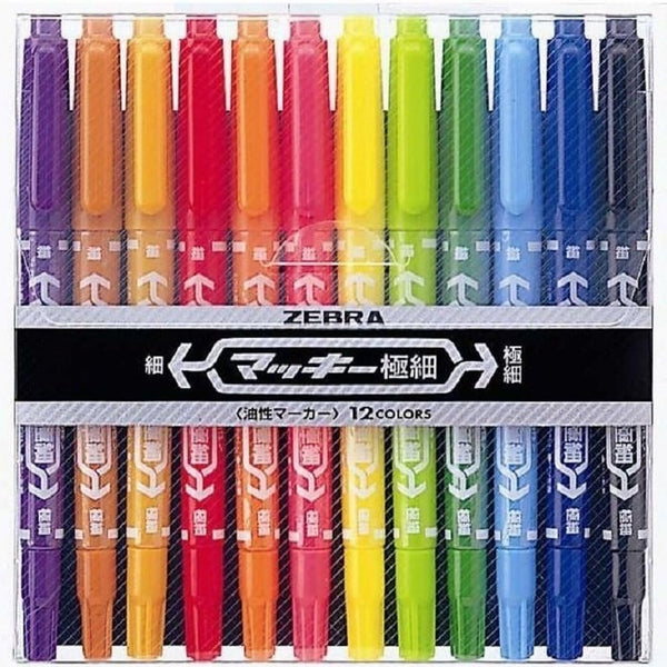 Zebra Mckee Ultra Fine Dual Tip Oil-Based Markers 12 Colors