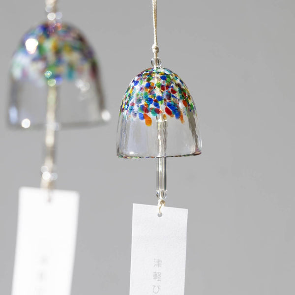 Aderia Handmade Glass Furin Wind Chime Vibrant Colorful Pattern