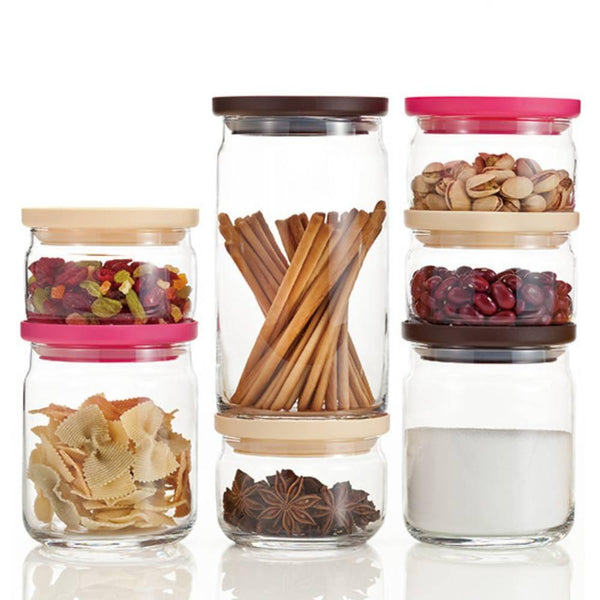 Aderia Stackable Glass Canister Medium Kitchen Storage Container 680ml