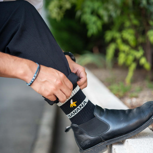 Banana Deodorizing & Sustainable Black Crew Socks 25-28cm