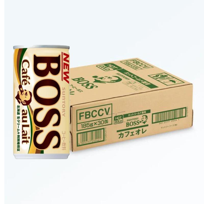 Café au Lait コーヒー飲料 Boss Café Au Lait Coffee With Milk Canned Coffee 185g (Box of 30 Cans)