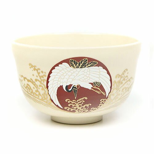 Crane & Rising Sun Design Chawan Matcha Cup Tea Bowl