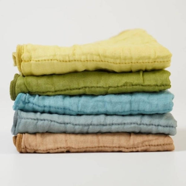 Five Layer Muslin Dish Cloth Blue Grey Cotton Dish Towel For Gifting