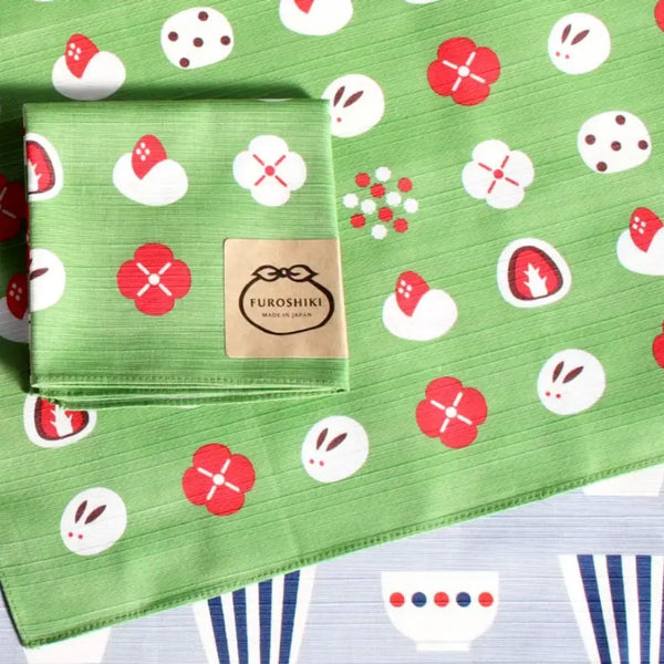 Furoshiki Wagashi Japanese Sweets Green Cotton Wrapping Cloth 50cm