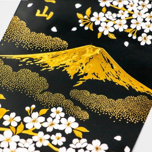 Gold Foil Stamped Postcard Mount Fuji In Spring Cherry Blossoms
