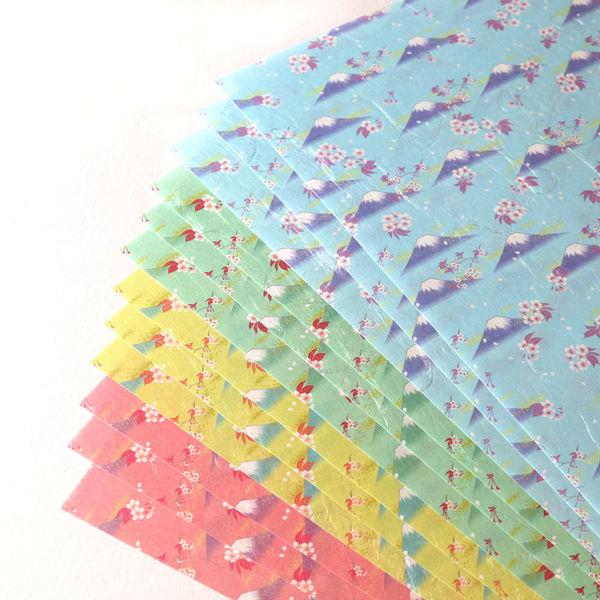 Kamiiso Mt Fuji Chiyogami Rectangle Origami Paper (4 Colors) 12 Sheets