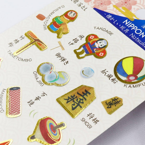 Kamiiso Nippon Seal Stickers Nostalgic Japanese Toys Pattern 1 Sheet