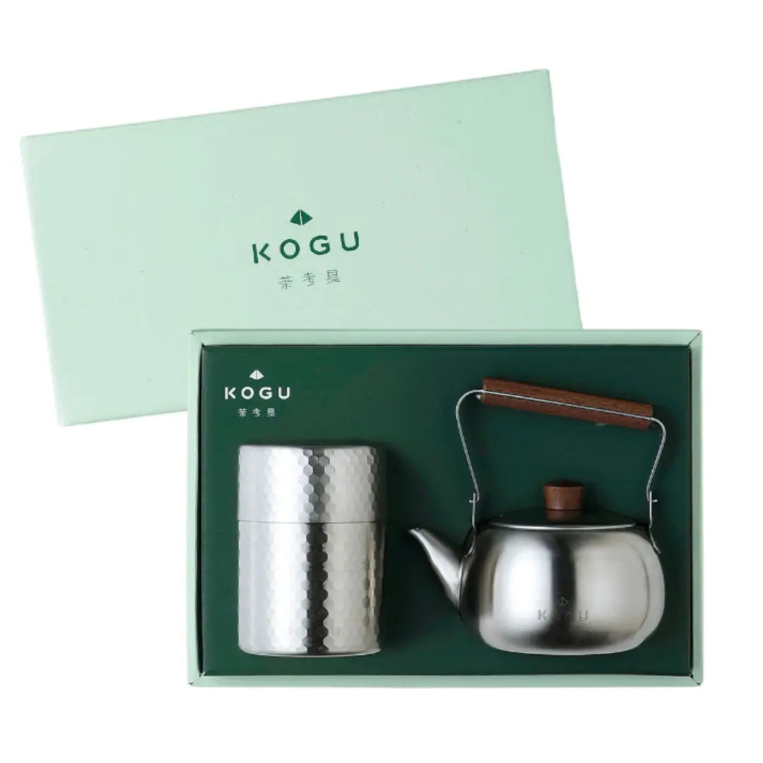 Kogu Tea Brewing Set Stainless Steel Teapot & Canister Gift Set