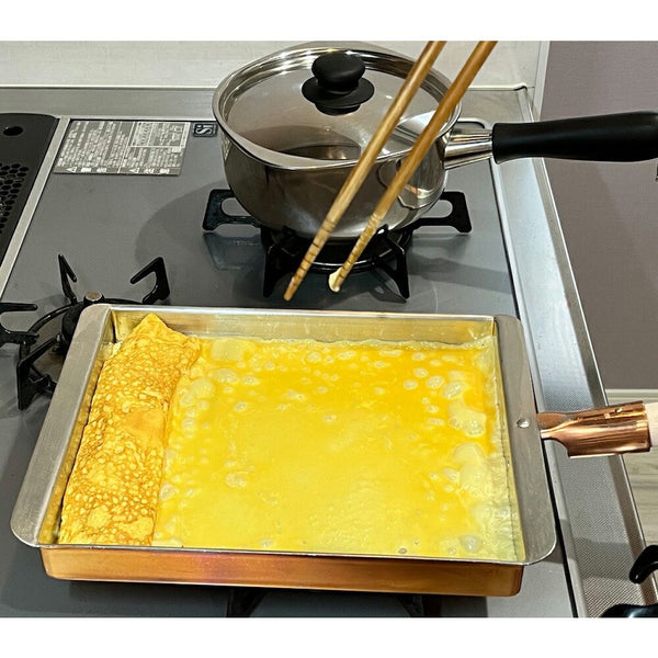 Marushin Copper Tamagoyaki Pan Kansai Type Japanese Omelette Pan 21cm
