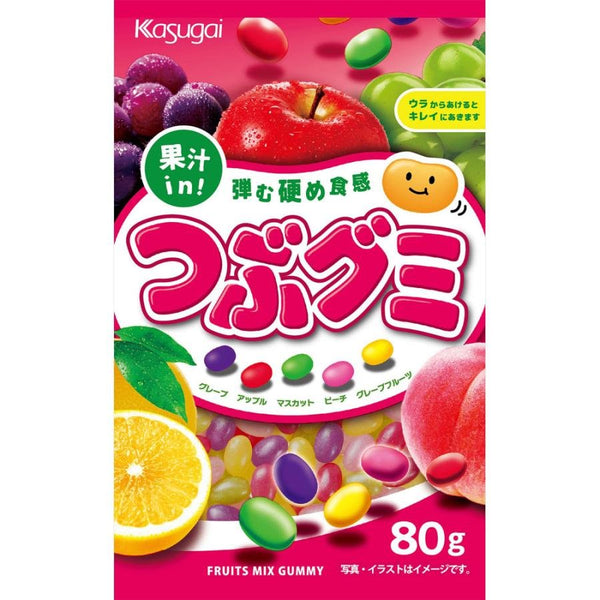 Kasugai Tsubu Gummy Mixed Fruit Flavor Gummies 80g (Pack of 3)