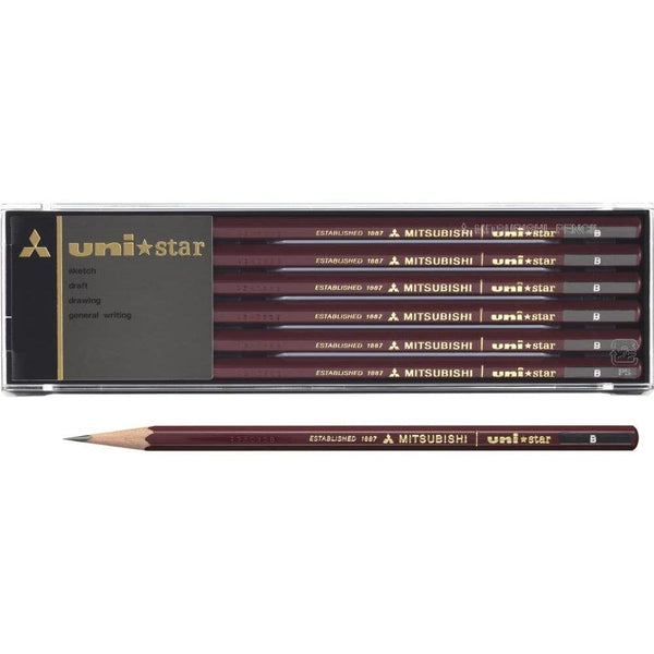 Mitsubishi Uni Star Japanese Graphite Pencils B 12 Pieces