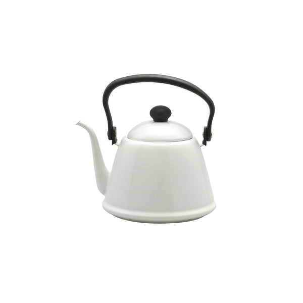 Noda Horo Drip Kettle II Japanese Enamel Gooseneck Kettle White DK-200W