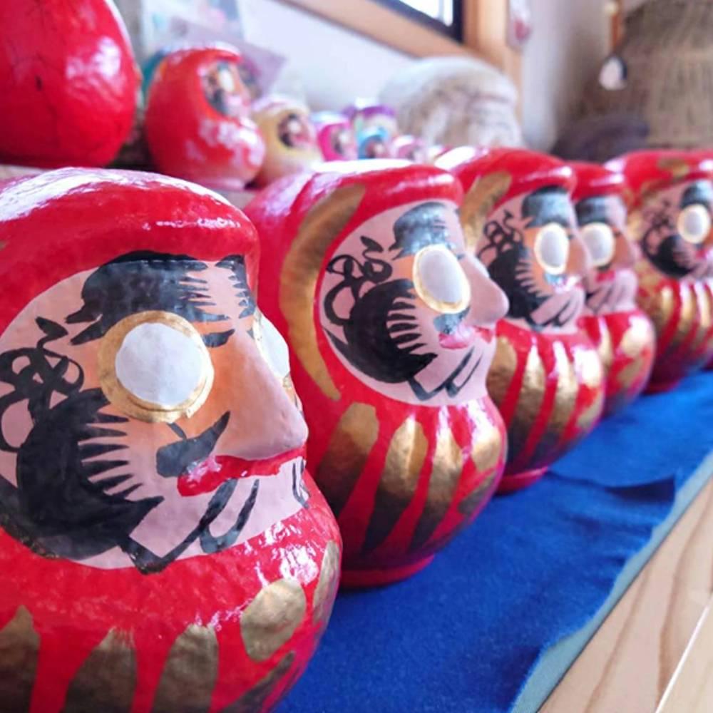 Shirakawa Daruma Doll “I” Handmade Good Luck Charm Red Doll