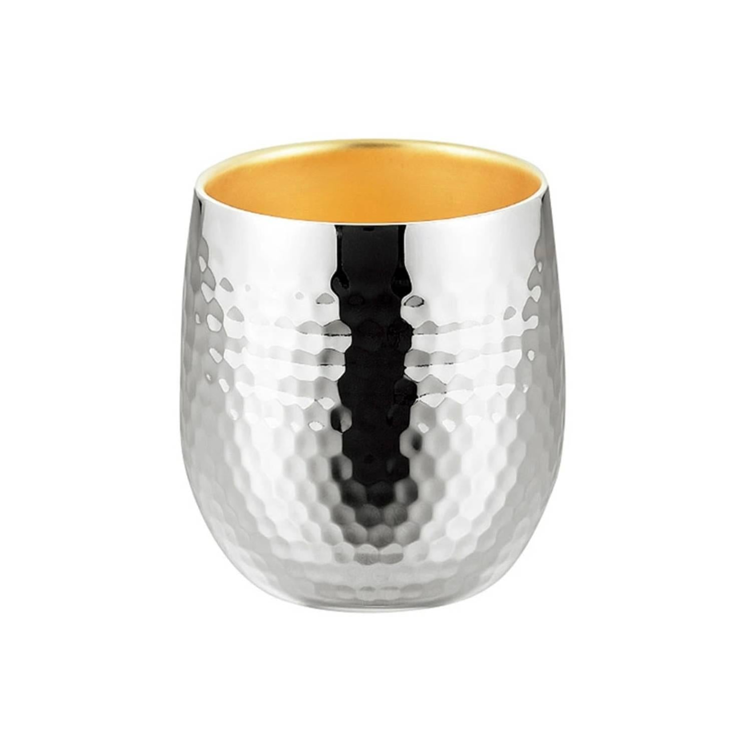 Double-Wall Hammered Cup Stainless Steel Gold-Plated Interior Tumbler 250ml